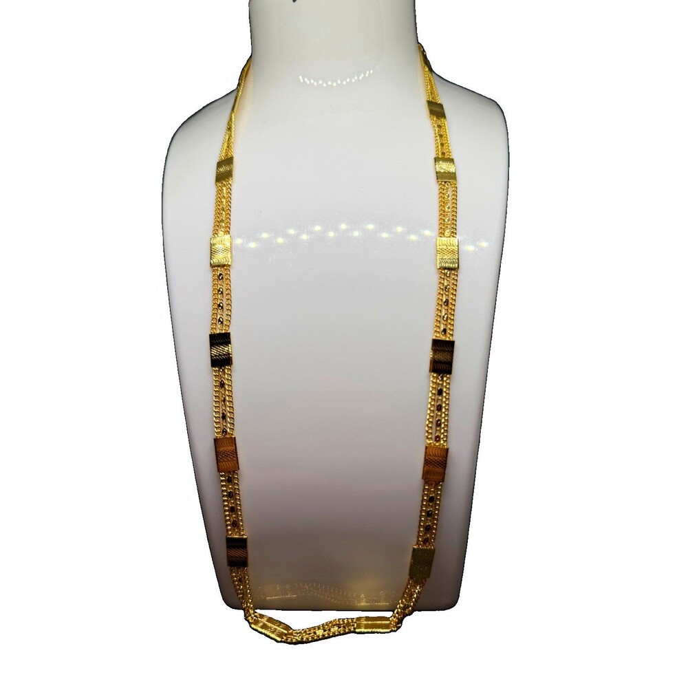 18K Yellow Gold Multi-Strand Link Chain Necklace, Lobster Clasp, 22” 20 Grams